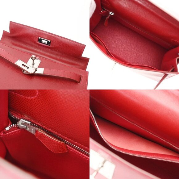 HERMES Kelly 28 Outer stitch 2WAY Rouge vif hand bag - Picture 9 of 10